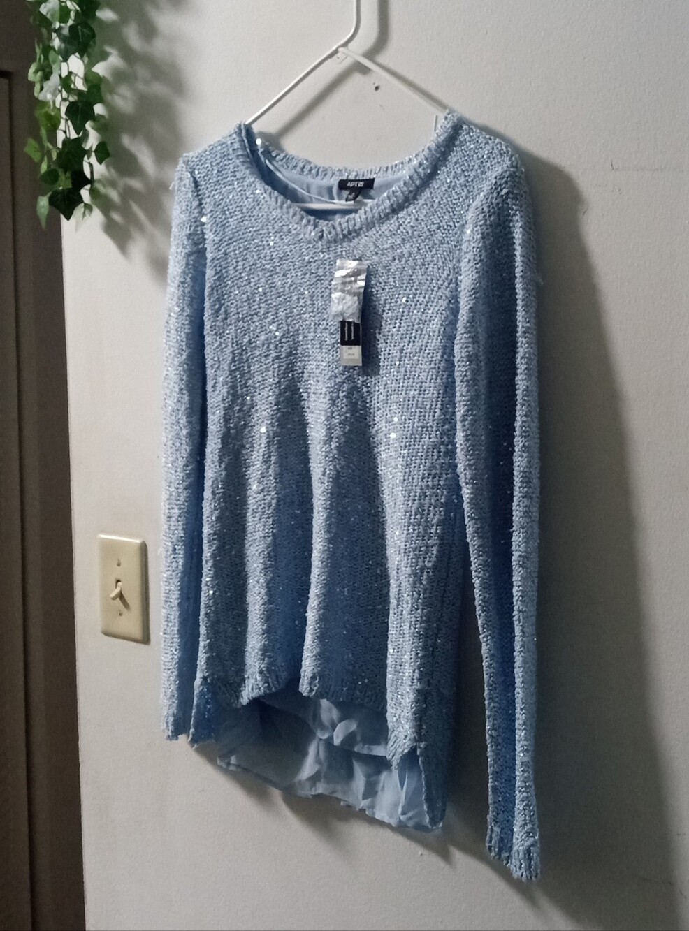 Apt. 9 Light Blue Sequin-Embellished V-Neck Sweater